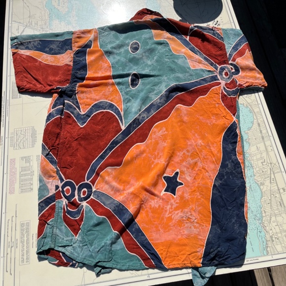 Vintage 90s Batik Button Up Beach Shirt - Picture 4 of 4